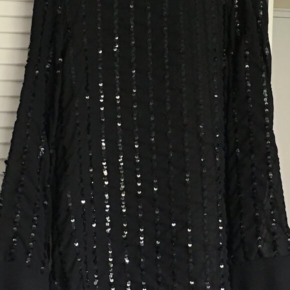 Vintage 1980s Long Sleeve Sheer Black Sequin Evening Blouse -- Not Too Sheer. - Picture 9 of 11